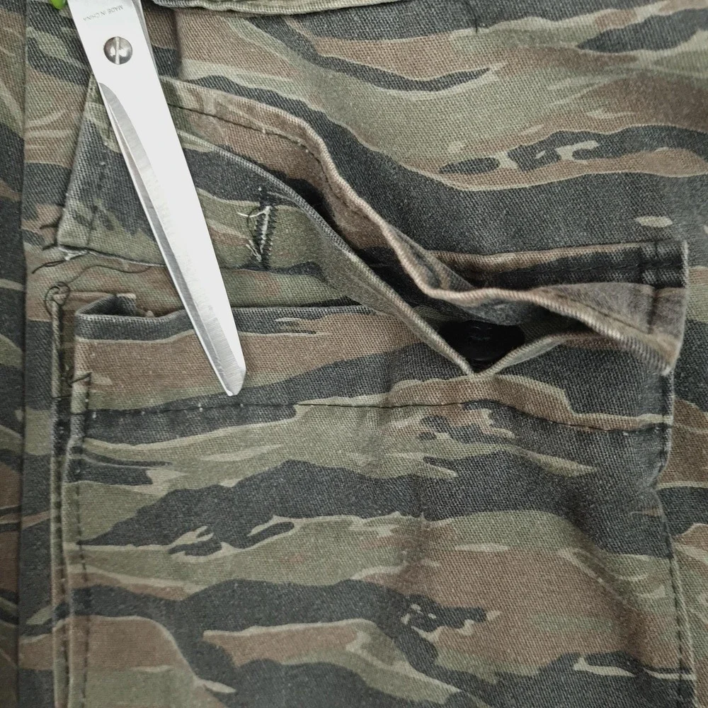 Vintage Tiger Stripe Camo Jacket Mens Large Green Military Canvas Combat Field